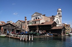 Squero (gondola boatyard) and church of San Trovaso - less than 50 metres from the apartment